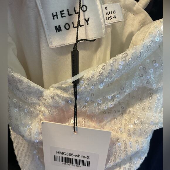 NWT Hello Molly What a Glamour Ruched White Mini Dress Size 4 - Picture 8 of 13